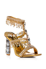 AZALEA WANG BAPTISIA GOLD DIAMOND HEEL DIAMOND DRIP SANDAL