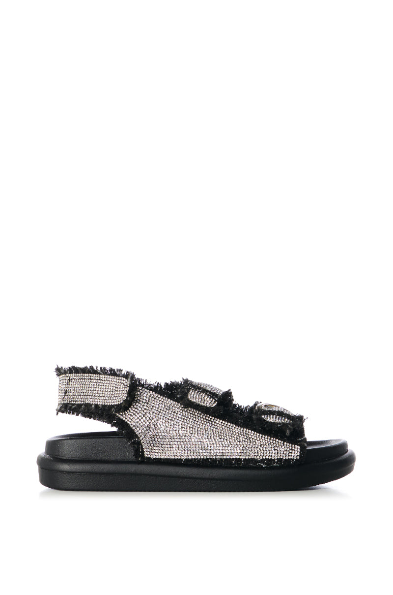 AZALEA WANG BASIA BLACK SILVER RHINESTONE SANDAL