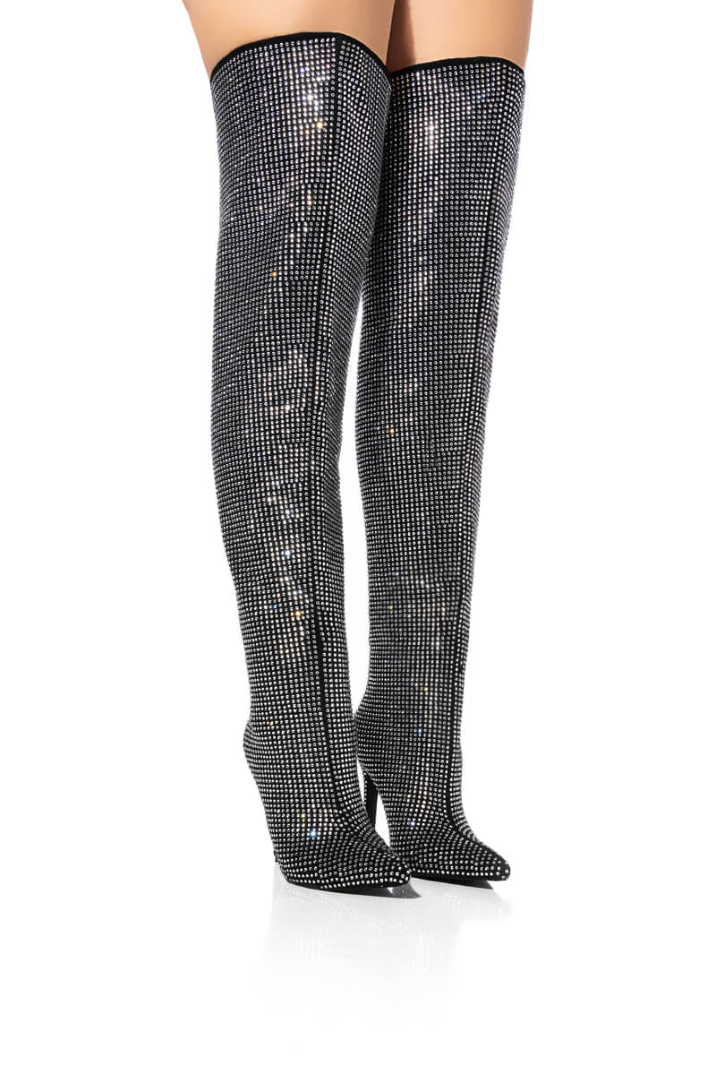 AZALEA WANG BELLA BLING STILETTO BOOT IN BLACK