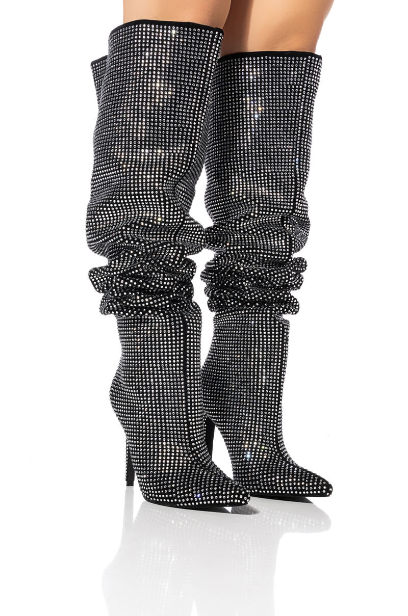 AZALEA WANG BELLA BLING STILETTO BOOT IN BLACK