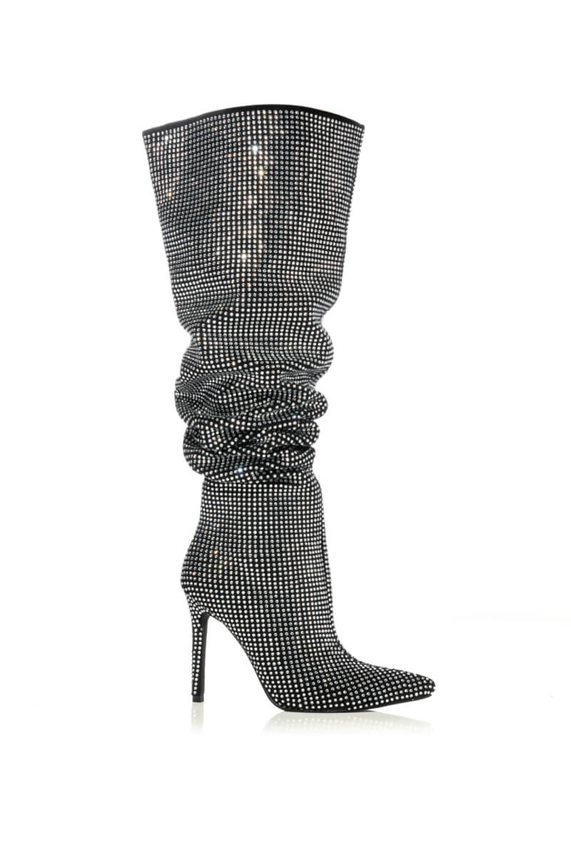 AZALEA WANG BELLA BLING STILETTO BOOT IN BLACK