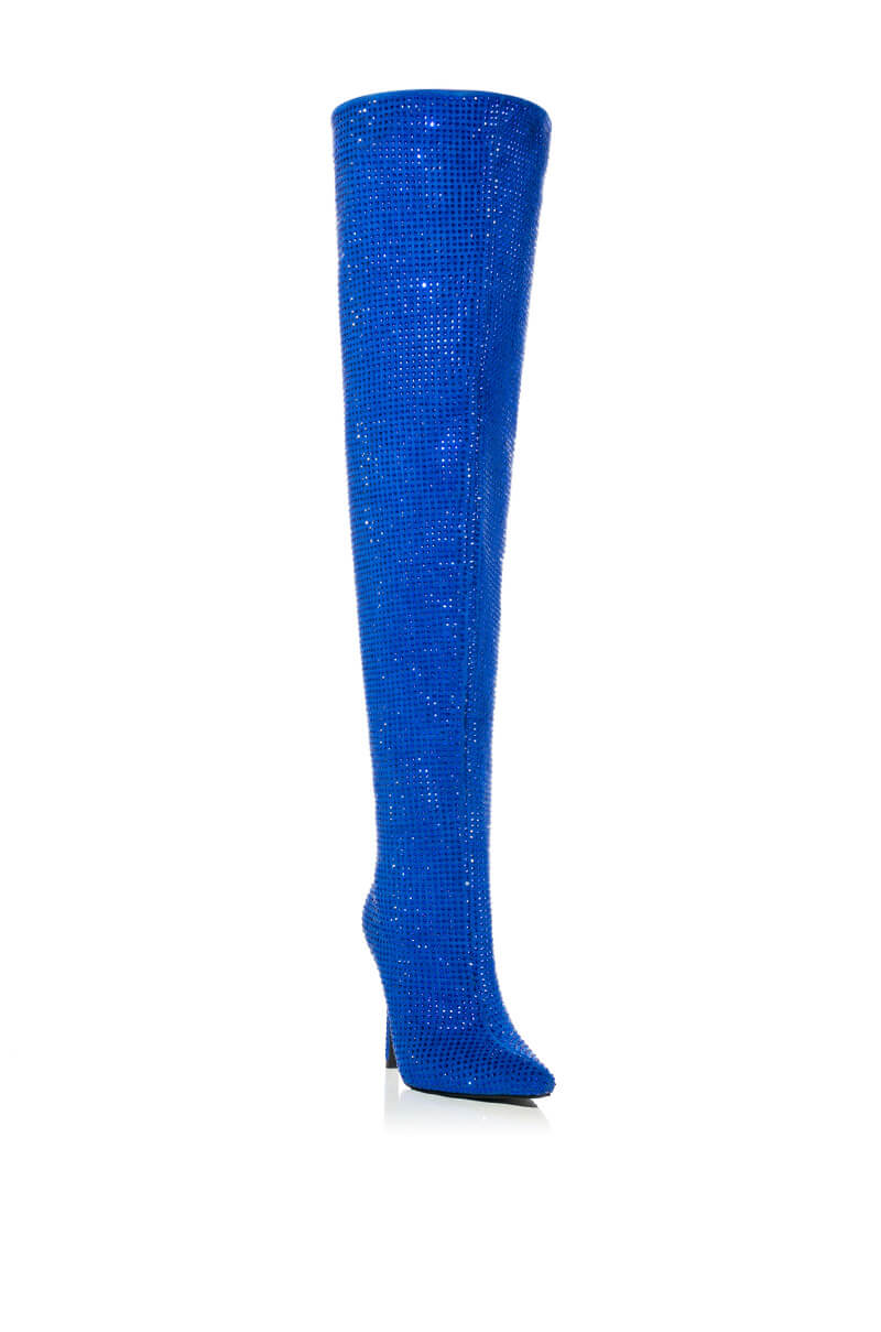 AZALEA WANG BELLA BLING STILETTO BOOT IN BLUE