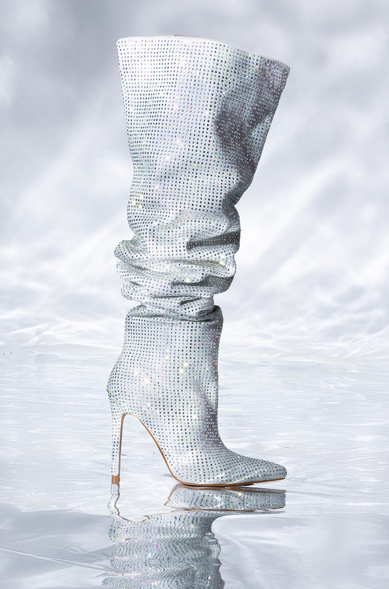 AZALEA WANG BELLA BLING STILETTO BOOT IN SILVER