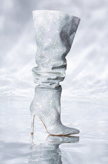 AZALEA WANG BELLA BLING STILETTO BOOT IN SILVER