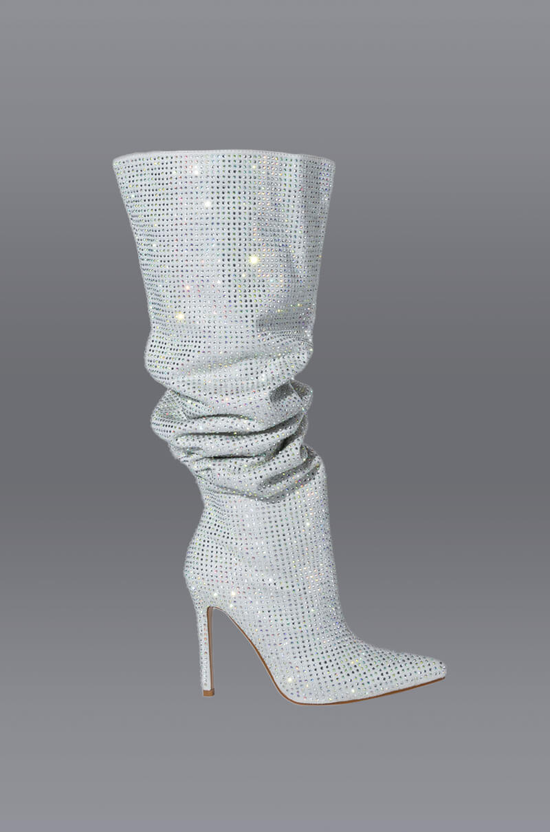 AZALEA WANG BELLA BLING STILETTO BOOT IN SILVER