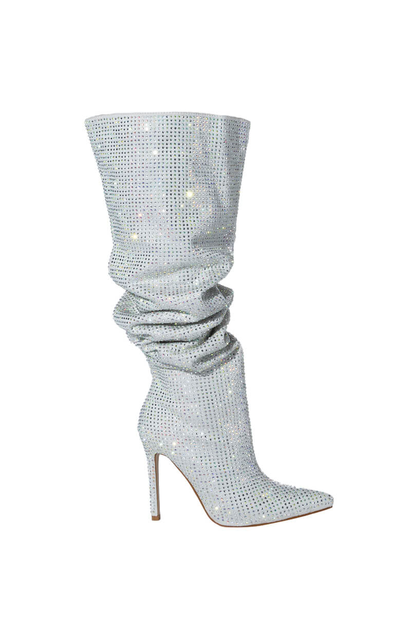 AZALEA WANG BELLA BLING STILETTO BOOT IN SILVER