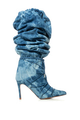 AZALEA WANG BEXLEY ACID WASH DENIM SLOUCH BOOT IN BLUE