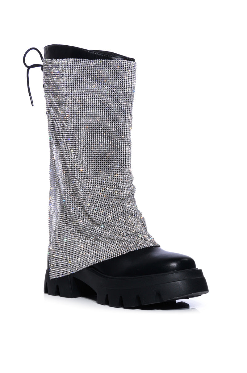 AZALEA WANG BLOOMFIELD EMBELLISHED BOOT IN SILVER