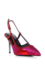 AZALEA WANG BLORANGE PINK BROCADE SLINGBACK PUMP