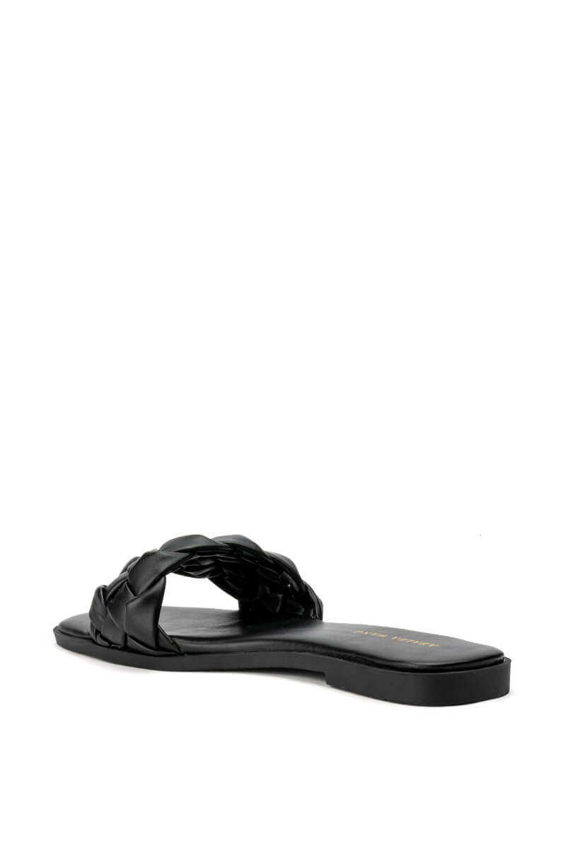 AZALEA WANG BODEGA BRAIDED FLAT SANDAL IN BLACK