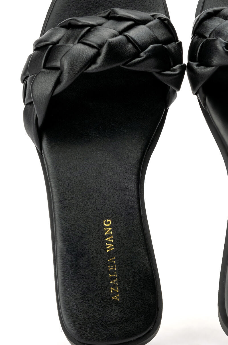 AZALEA WANG BODEGA BRAIDED FLAT SANDAL IN BLACK