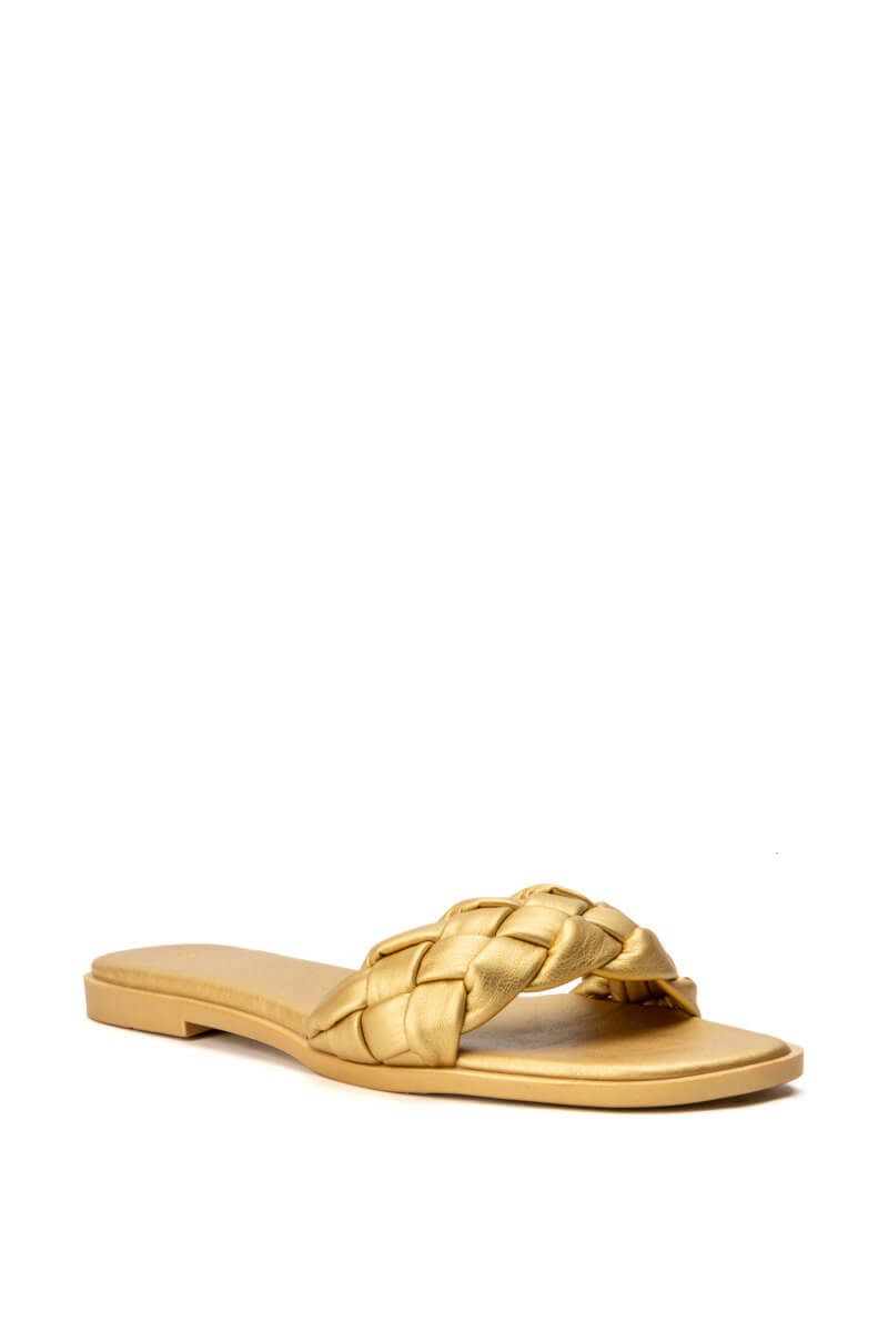 AZALEA WANG BODEGA BRAIDED FLAT SANDAL IN GOLD