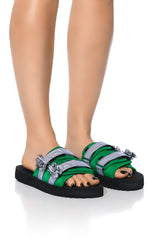 AZALEA WANG BOKA SLIP ON FLAT SANDAL IN GREEN