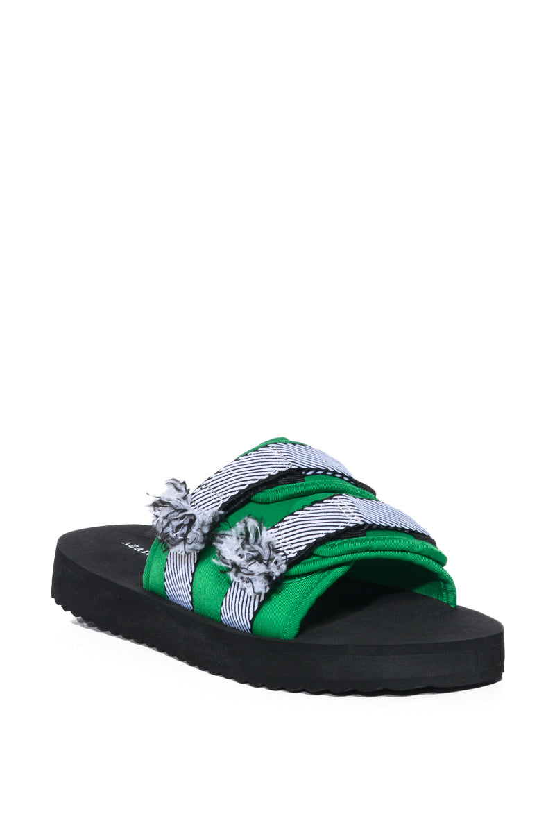 AZALEA WANG BOKA SLIP ON FLAT SANDAL IN GREEN