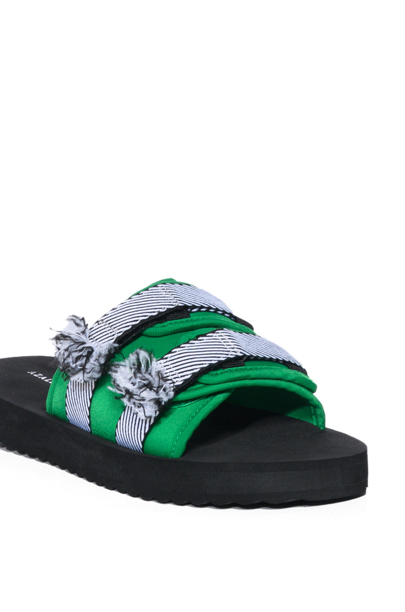 AZALEA WANG BOKA SLIP ON FLAT SANDAL IN GREEN