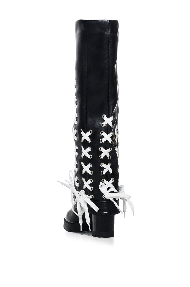 AZALEA WANG BREAKING RULES BLACK LACED UP BOOT