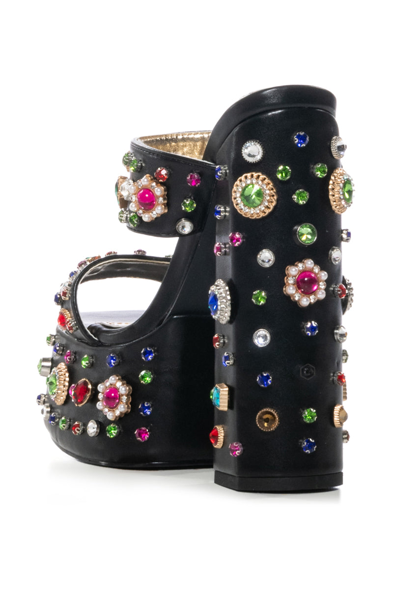 AZALEA WANG BREEZE EMBELLISHED SANDAL IN BLACK