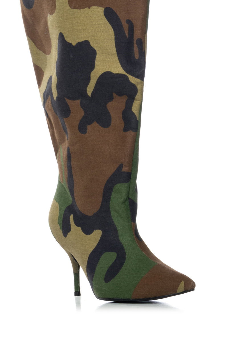AZALEA WANG BRIGHTEN CAMO BUCKET BOOTIE IN BROWN
