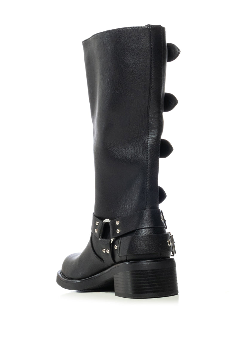 AZALEA WANG BUCKLEDUP BLACK RIDING BOOTIE