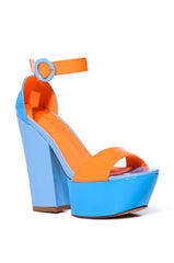AZALEA WANG BUTTERSCOTCH COLOR BLOCKED SANDAL IN BLUE