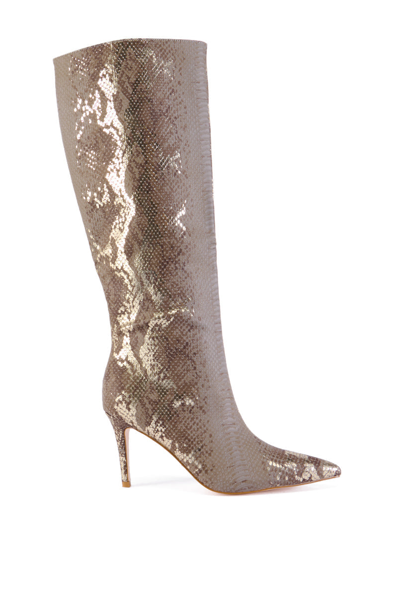 AZALEA WANG CASHY TAN SNAKE PRINTED BOOT