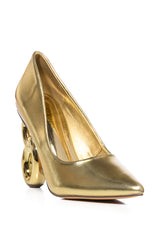 AZALEA WANG CASIANE GOLD CHAIN HEEL PUMP