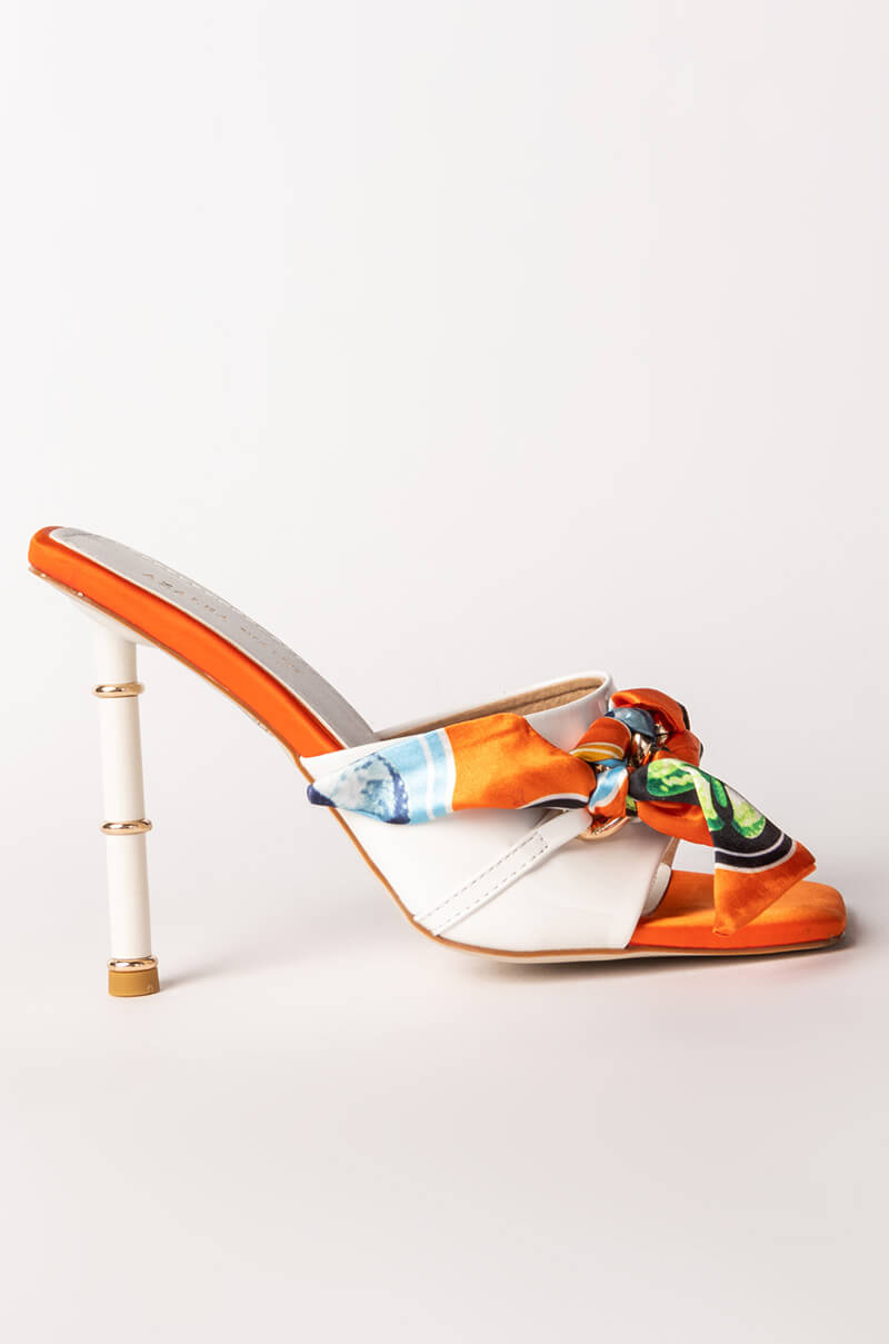 AZALEA WANG CATCH FLIGHTS STILETTO SANDAL IN ORANGE MULTI