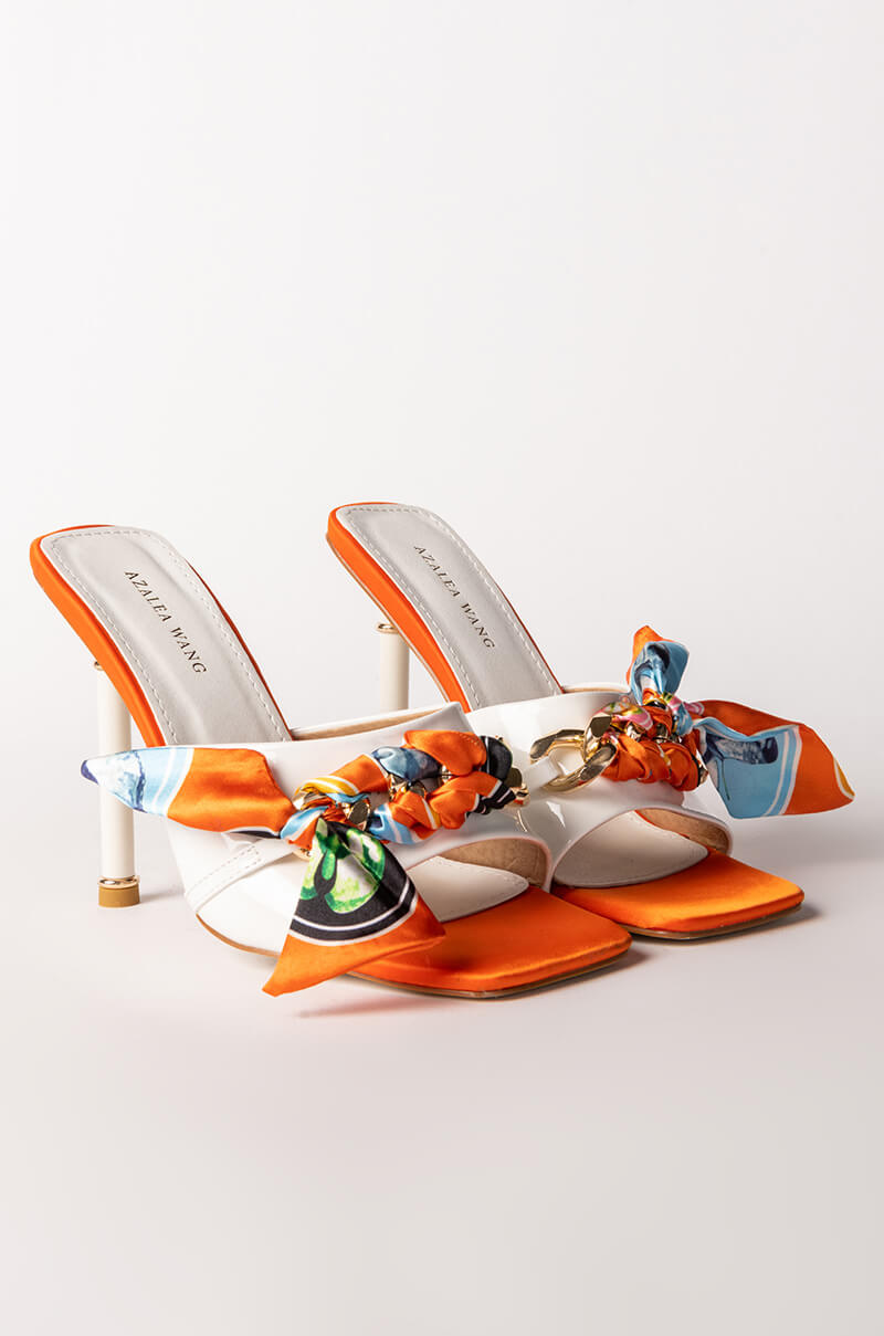 AZALEA WANG CATCH FLIGHTS STILETTO SANDAL IN ORANGE MULTI