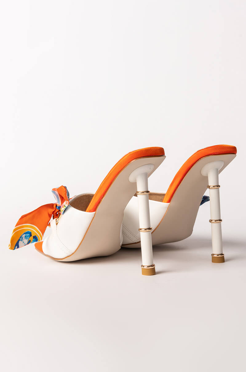 AZALEA WANG CATCH FLIGHTS STILETTO SANDAL IN ORANGE MULTI