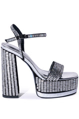 AZALEA WANG CATRIONA CHUNKY EMBELLISHED SANDAL IN SILVER
