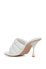 AZALEA WANG CHEY STILETTO PUFFER SANDAL IN WHITE