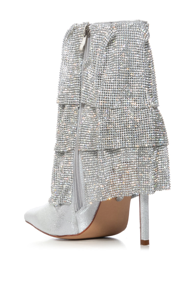 AZALEA WANG CHILTON SILVER CHAIN MAIL DRAPE BOOTIE
