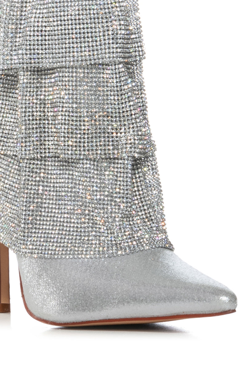 AZALEA WANG CHILTON SILVER CHAIN MAIL DRAPE BOOTIE
