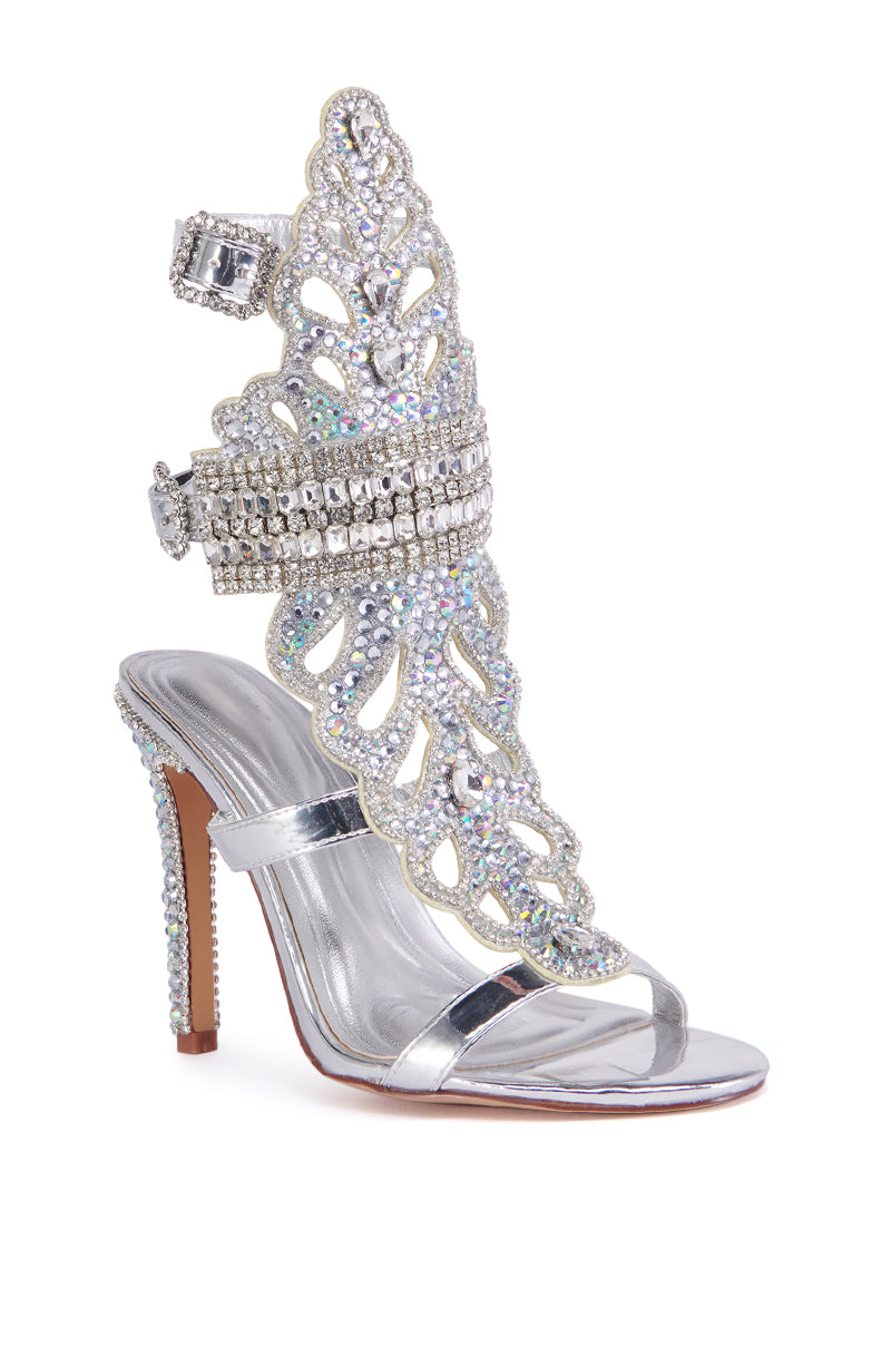 AZALEA WANG CIBRIAN SILVER GLADIATOR EMBELLISHED SANDAL