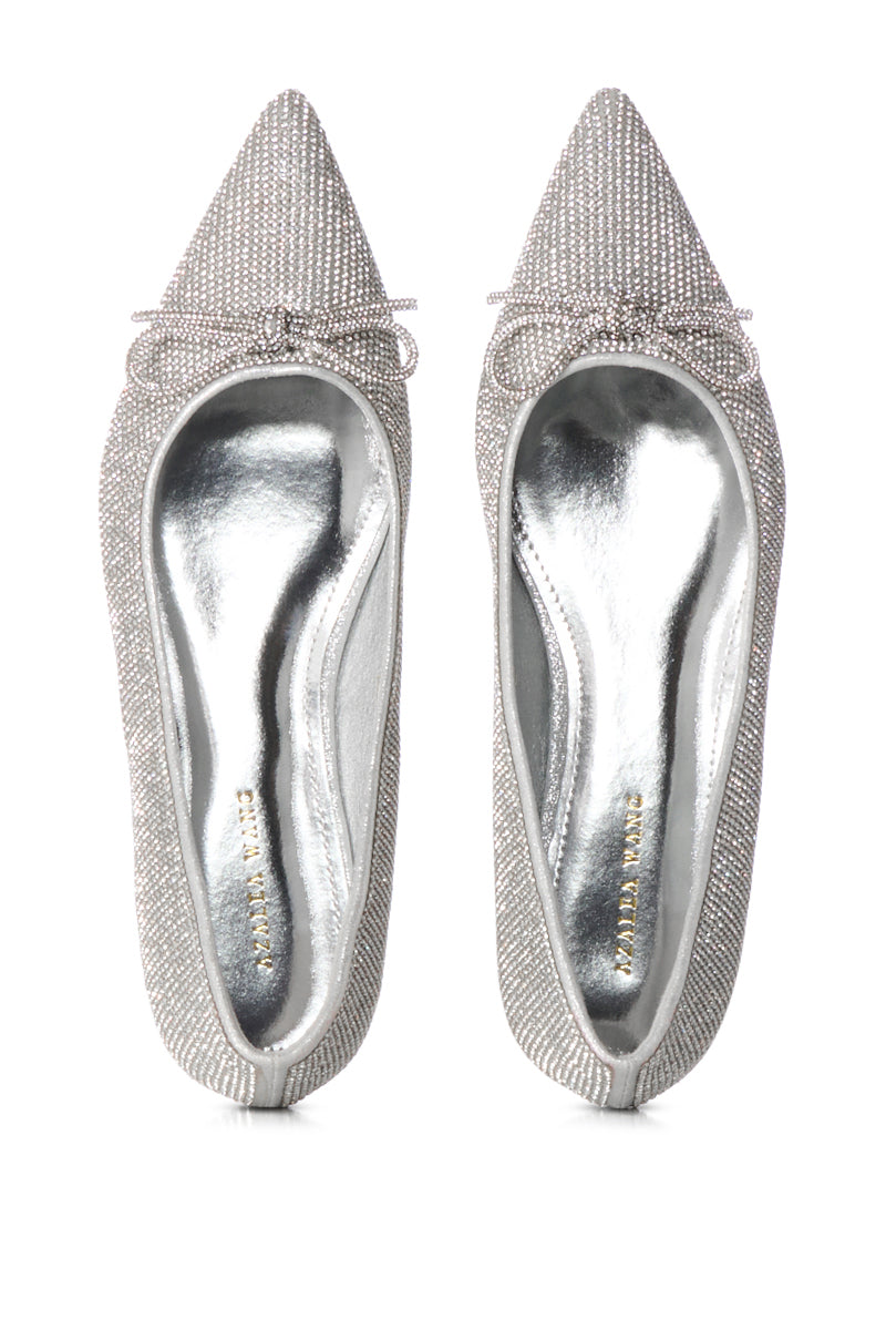 AZALEA WANG CITY LIGHTS RHINESTONE BALLET FLATS IN SILVER