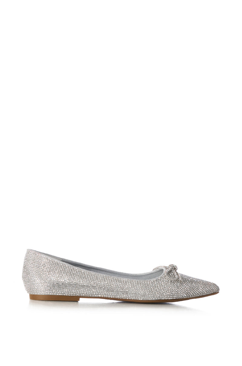 AZALEA WANG CITY LIGHTS RHINESTONE BALLET FLATS IN SILVER