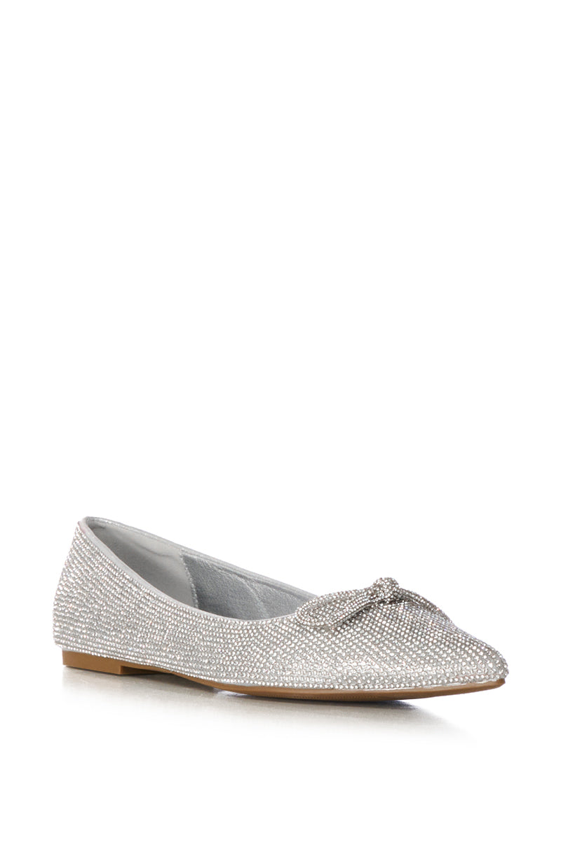 AZALEA WANG CITY LIGHTS RHINESTONE BALLET FLATS IN SILVER