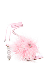 AZALEA WANG CLOVE BUTTERFLY EMBELLISHED FEATHER SANDAL IN PINK