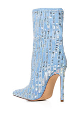 AZALEA WANG COLBIE DISTRESSED DENIM BOOTIE