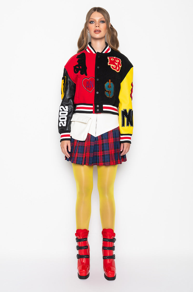 AZALEA WANG COLOR BLACK VARSITY BOMBER