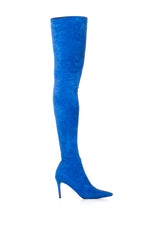 AZALEA WANG CONCOLOR BLUE SUEDE BOOT