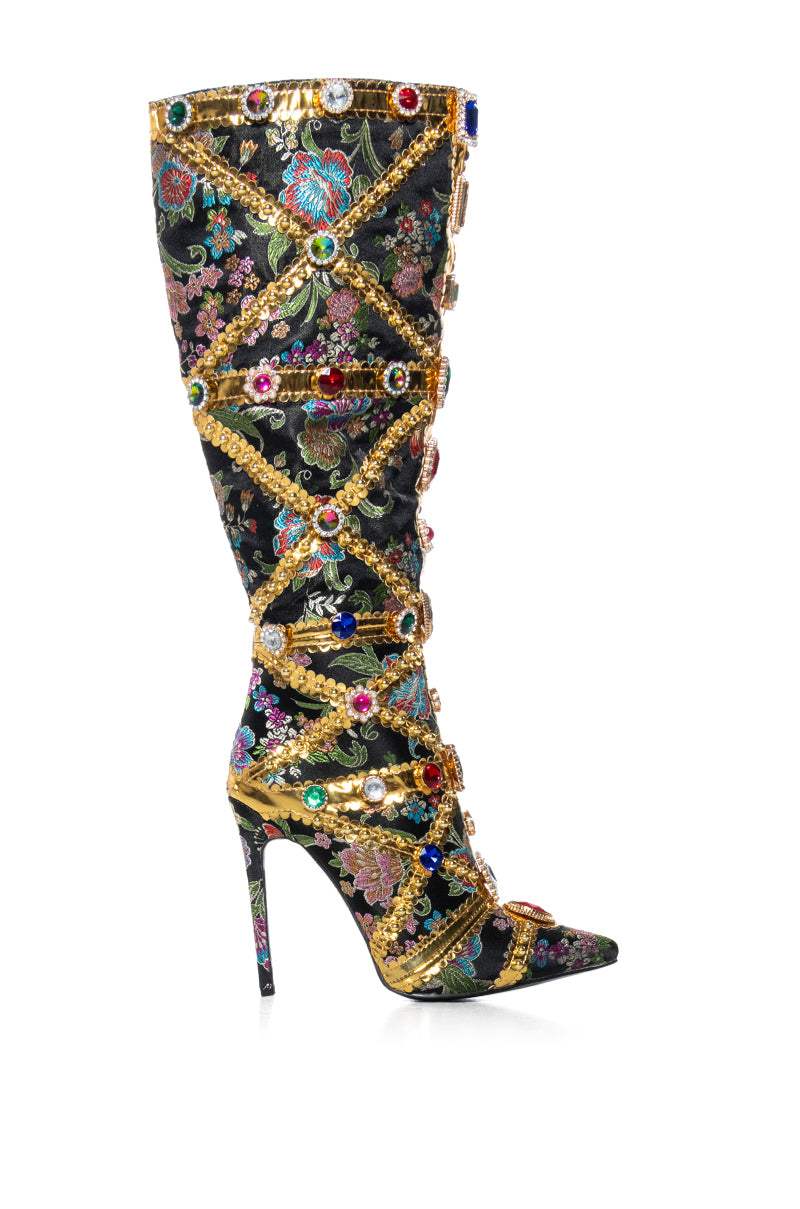 AZALEA WANG CONFIDENT EMBELLISHED BOOT IN BLACK