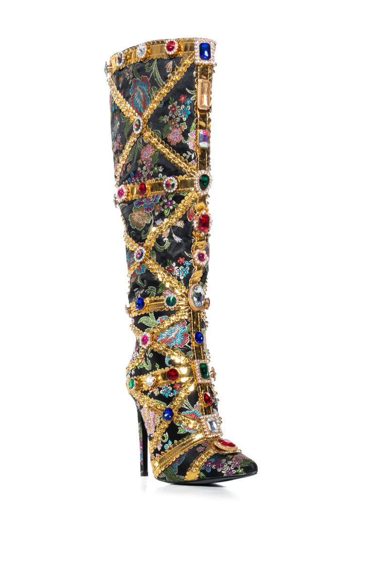 AZALEA WANG CONFIDENT EMBELLISHED BOOT IN BLACK