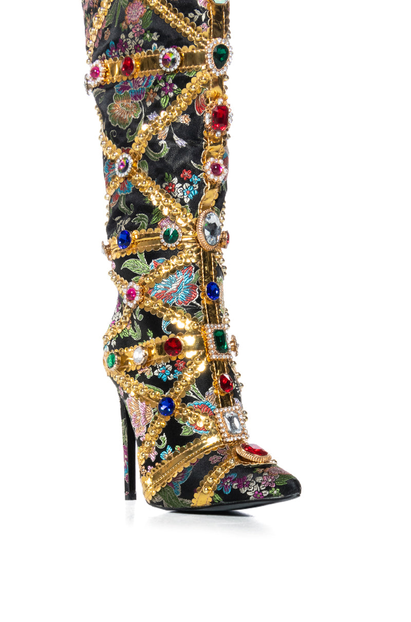 AZALEA WANG CONFIDENT EMBELLISHED BOOT IN BLACK
