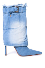 AZALEA WANG KOURT DENIM STILETTO BOOTIE