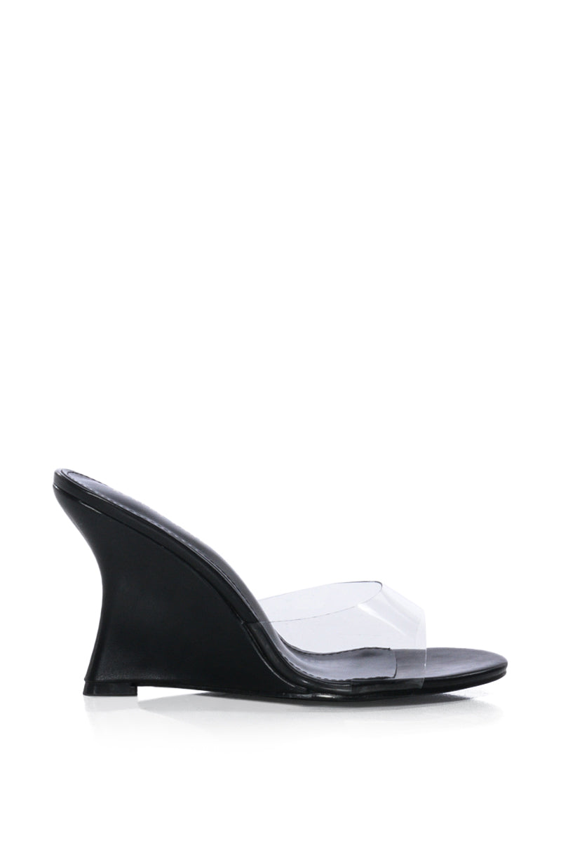 AZALEA WANG CAISYN WEDGE PVC SANDAL IN BLACK