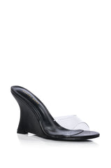 AZALEA WANG CAISYN WEDGE PVC SANDAL IN BLACK