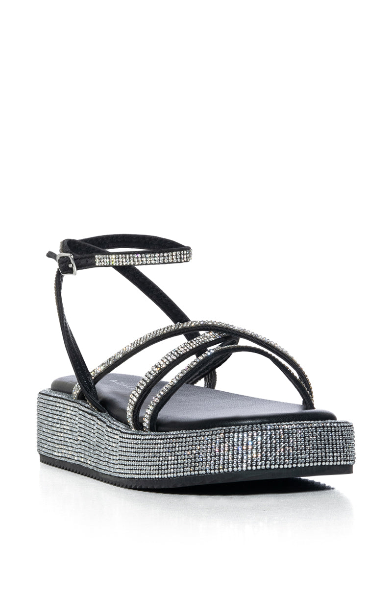 AZALEA WANG DRUSILLA BLACK RHINESTONE SANDAL