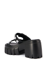 AZALEA WANG EZZIE CHUNKY SANDAL IN BLACK
