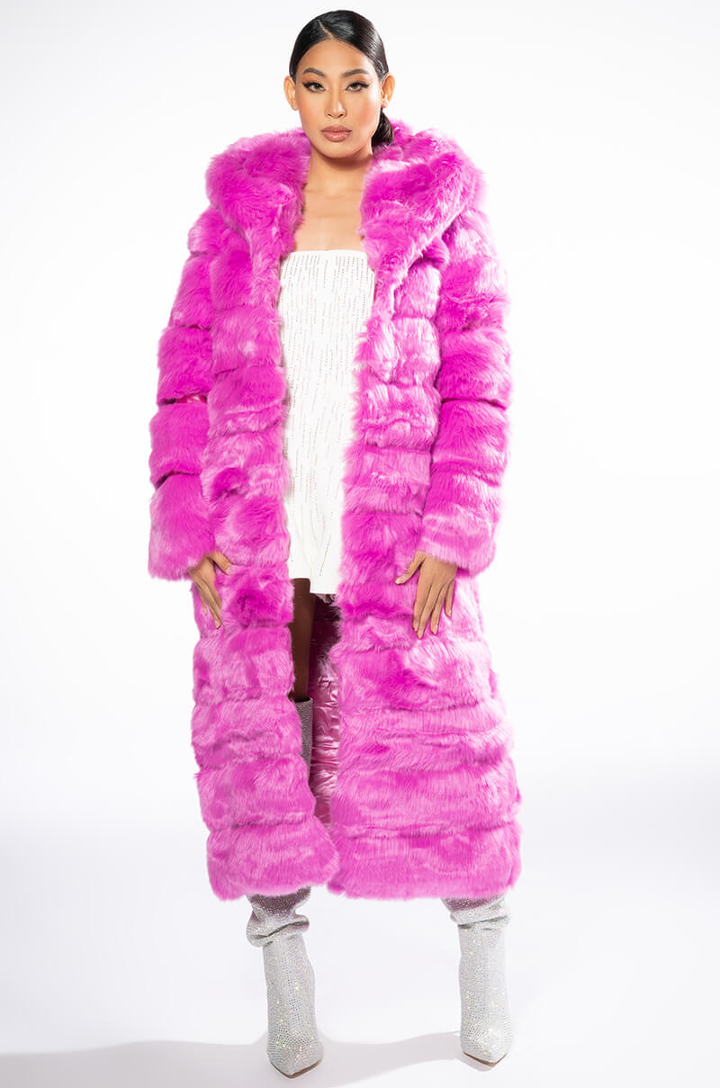 AZALEA WANG FAUX FUR PANEL HOODED TRENCH
